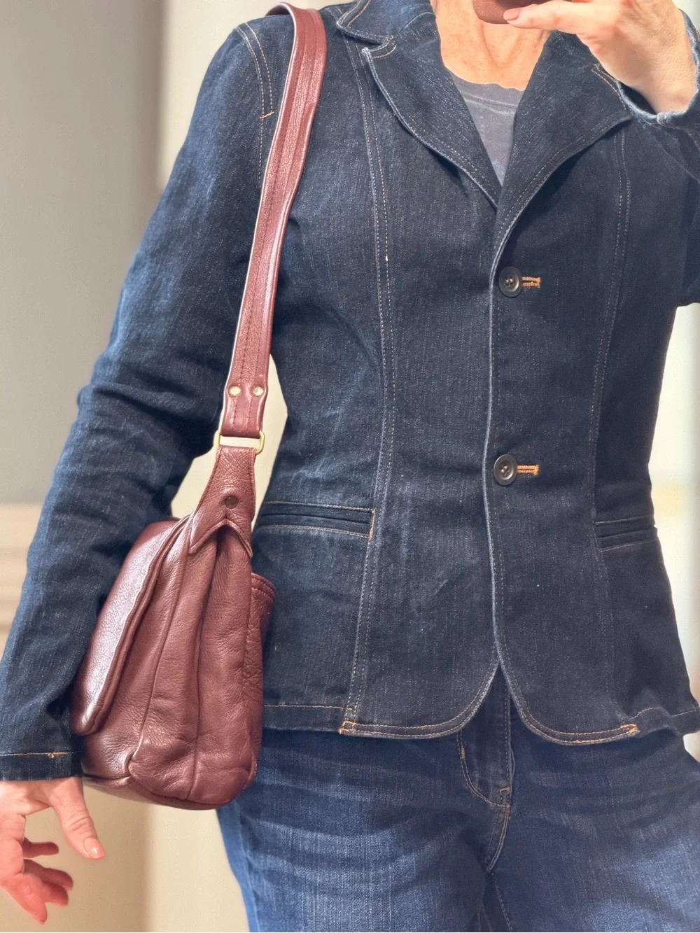 Heacock Vintage Artisanal 1980’s Burgundy/Brown Deerskin Leather Shoulder Bag